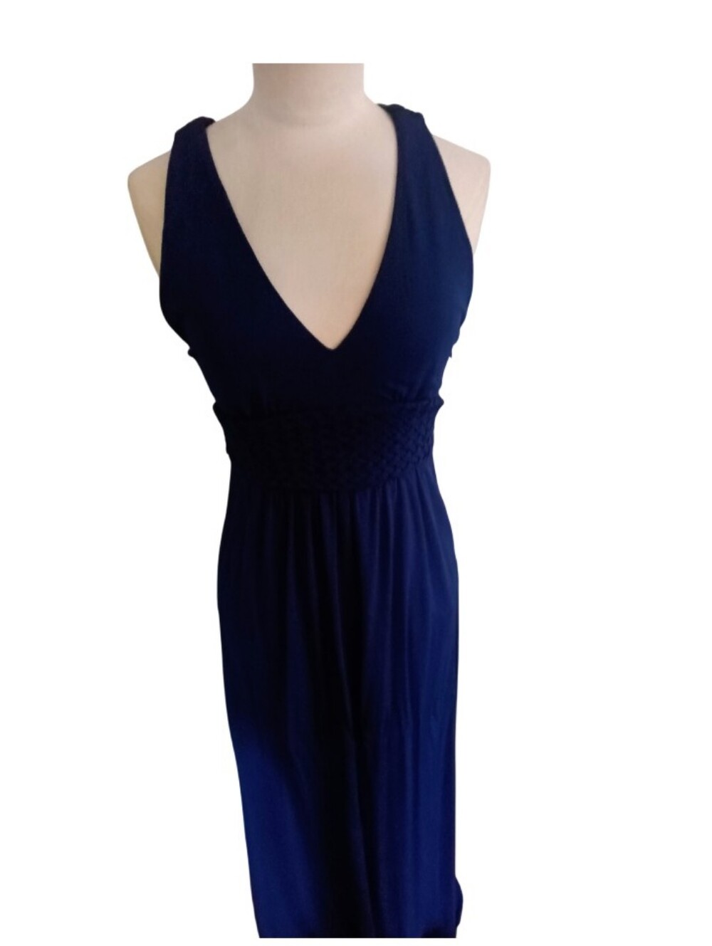 Anthropologie Maeve Yuma Navy V-Neck Sleeveless Floor Length Maxi Dress Sz 2 NWT